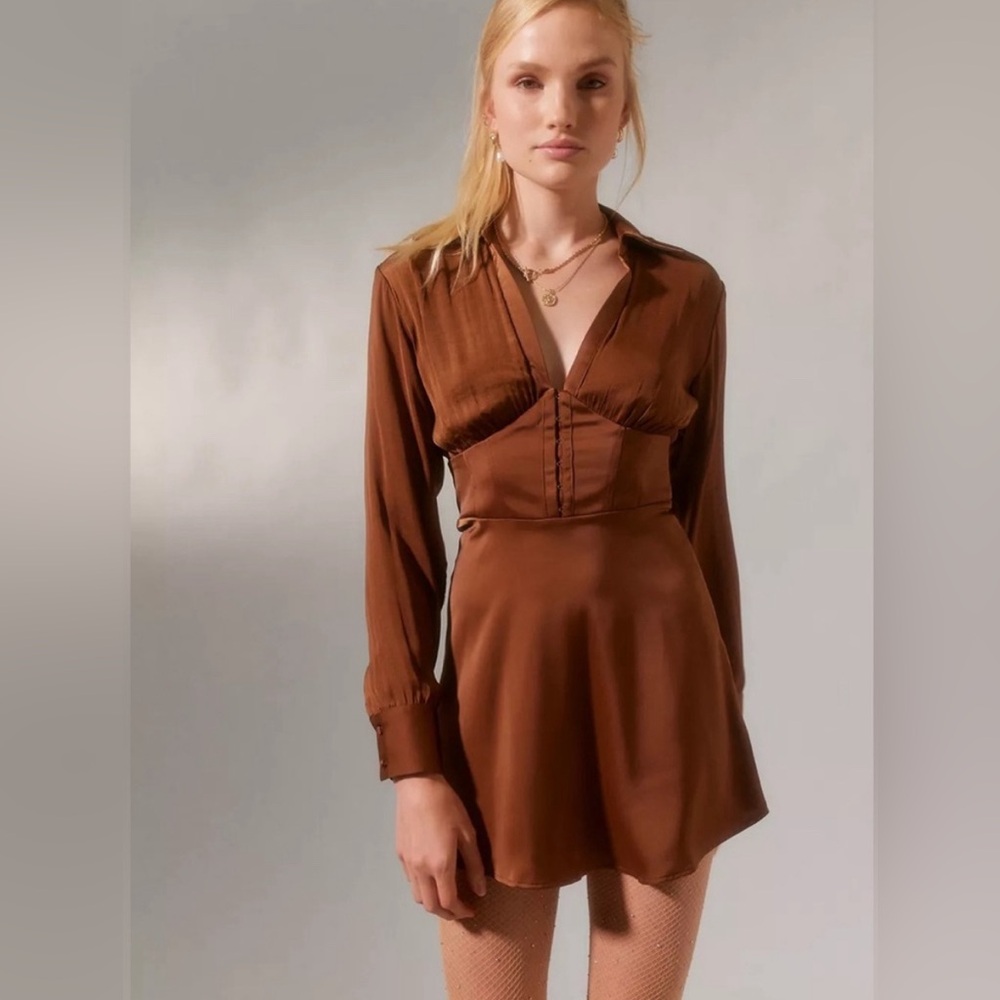 Brown Urban Outfitters Silk Dress
